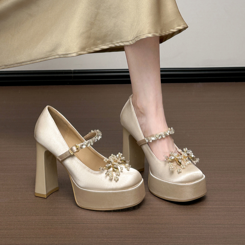Sheepskin Version ~ Ultra High-Heeled Coming-Of-Age Ceremony Mary Jane Women's Shoes with Thick Soles, Height-Increasing Waterproof Platform, Sister Group Bridesmaid Shoes, Wedding Shoes Sheepskin Version ~ Ultra High-Heeled Coming-Of-Age Ceremony Mary Jane Women's Shoes with Thick Soles, Height-Increasing Waterproof Platform, Sister Group Bridesmaid Shoes, Wedding Shoes