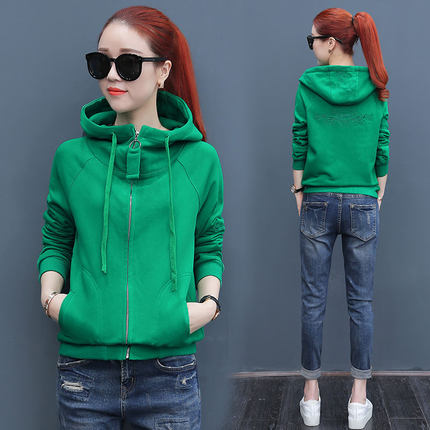 2018秋装新款韩版宽松纯棉卫衣女开衫春秋连