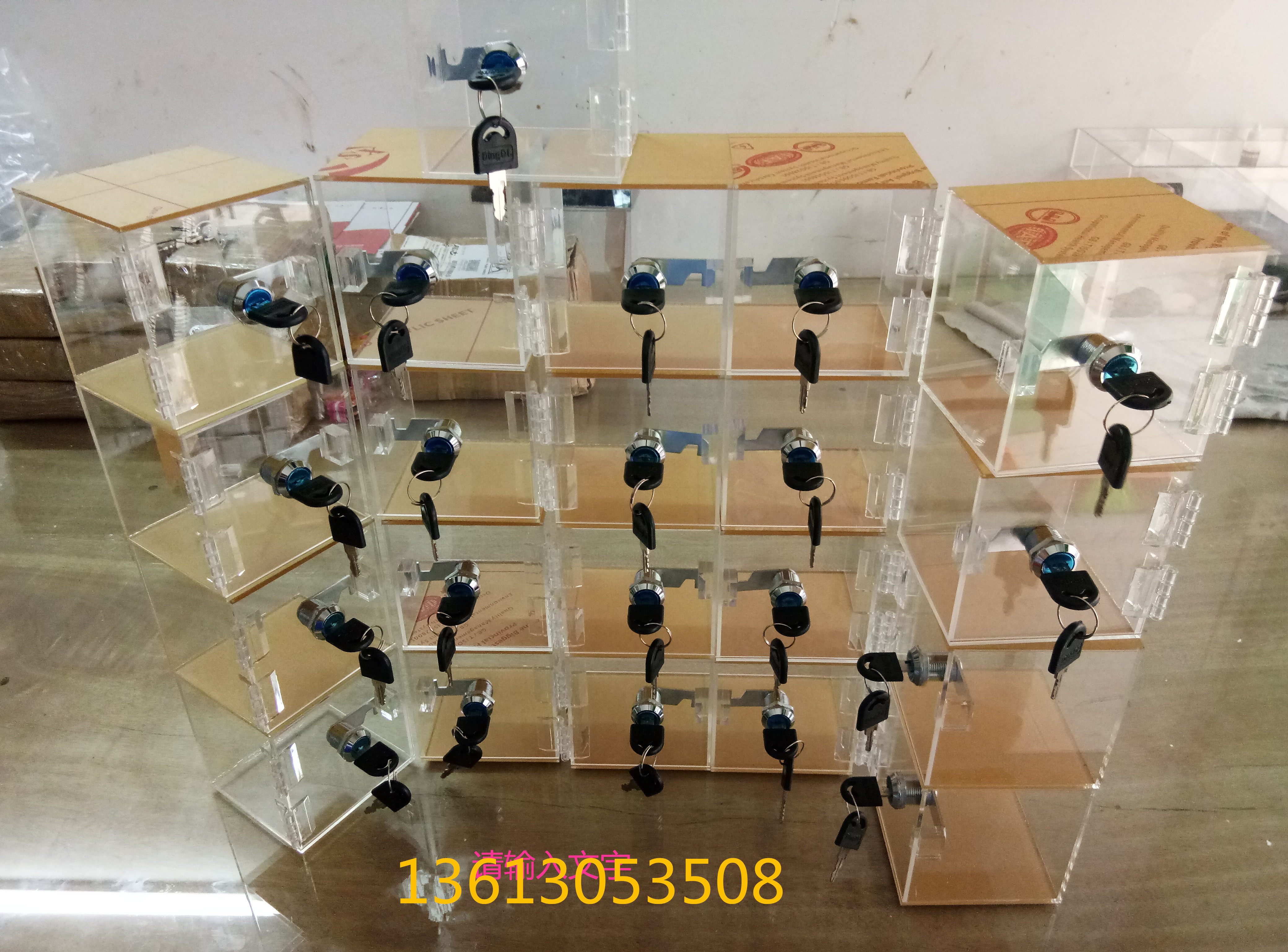 Custom-made plexiglass display box storage box multi-layer lattice box with lock box processing of various sizes