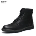 Mùa đông Martin boots da giày dụng cụ nam xu hướng phong cách Hàn Quốc hoang dã Anh 2018 giày cao nam mới - Bật lửa