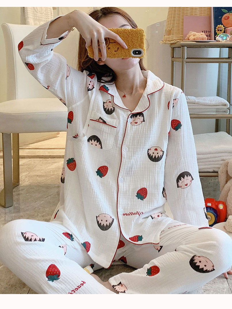 Gauze confinement clothing spring, spring and autumn postpartum pregnant women pajamas cotton autumn and winter maternity breastfeeding pregnancy homewear suit