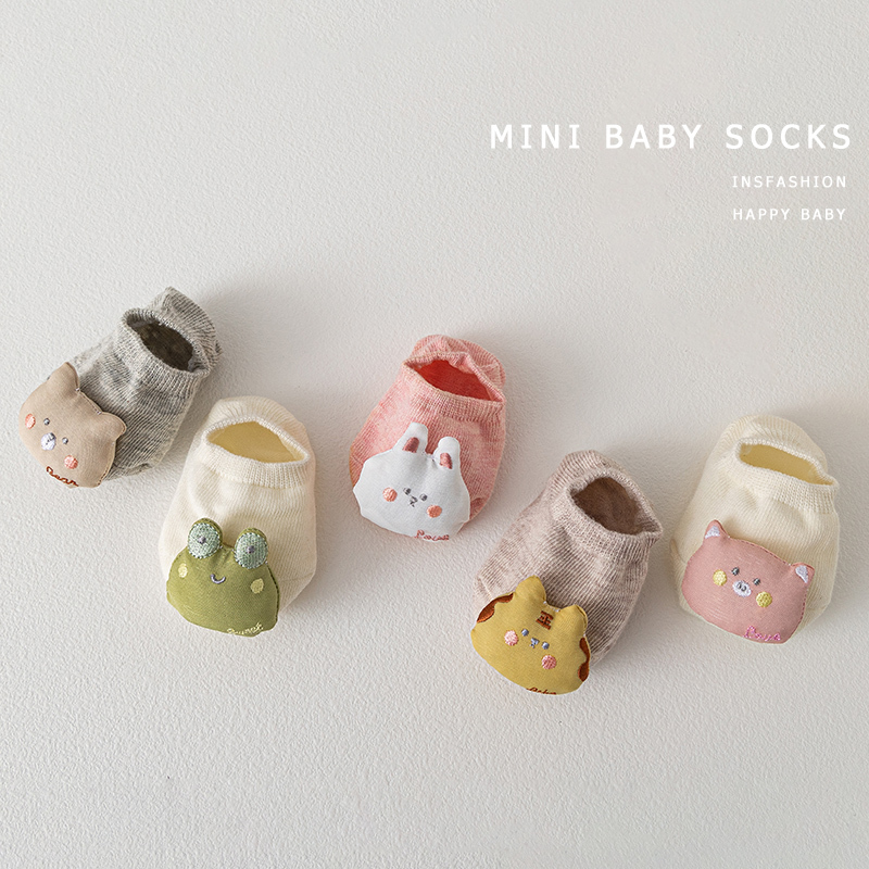 Newborn Infants and Toddlers 0-3-6 Months Old, Class a Pure Cotton Spring, Autumn, and Summer Thin Non-Slip Floor Socks and Shoes