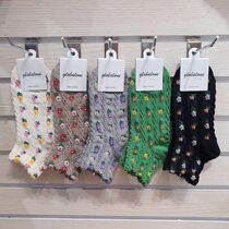 2021 Spring and Summer South Korea Dongdaemun Socks Retro Striped Cotton Retro Flower Short Tube Socks Womens Mid Tube Socks