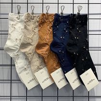 20 autumn Winter South Korea Dongdaemun Socks New Brief Retro Bright Silk Flowers Sweet Cotton Socks Midcylinder Lady Socks