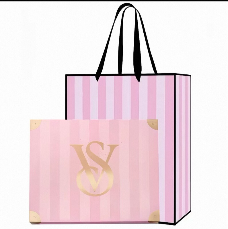 Victoria's Secret Packaging Counter Striped Genuine Tote Bag Gift Bag Gift Box for Gifting or Personal Use Large Size