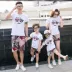 Quần áo gia đình mặc gia đình mặc bố mẹ-con mặc thể thao màu tím nhỏ thơm mùa hè nam em trai quần đùi phù hợp với dịch vụ tại nhà - Trang phục dành cho cha mẹ và con