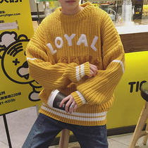 Lazy wind sweater mens loose sweater Korean version of the trend personality winter student thick ins Hong Kong wind sweater