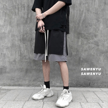 Toss shorts mens five-point pants in summer wear Tide brand ins Korean version of the trend loose high street pants hip-hop wide legs