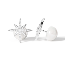 APM Monaco six-pointed star pearl silver earrings gift for girlfriend high-end design fashionable and avant-garde earrings