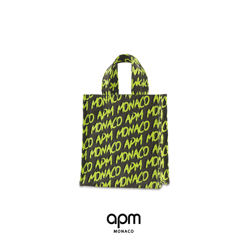 APM Monaco lucifer yellow Graffiti small tuo te bao canvas bag fashion accessories clutch