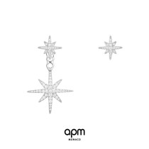 APM Monaco Six-pointed Star Earrings Women Asymmetric Earrings Women Silver Earrings Small Group Design New Year Gift Jewelry