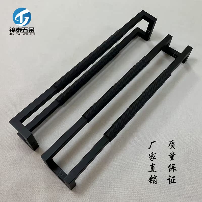 Chinese antique door handle glass door sliding door handle European stainless steel double door handrail black spot