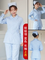 Кукла, синий лонгслив, кукольный воротник