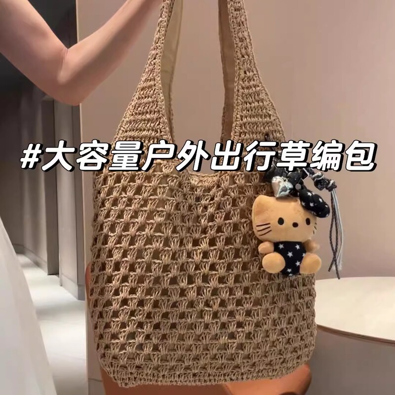 Summer Raffia Hand-Woven Bag for Women 2026 New Style Lazy Style Commuting Large Capacity Beach Bag Straw Bag for Women