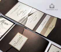 Nokbotong) Champagne color wedding invitations customized printing) European style high-end texture wedding invitations foreign card invitations