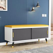 Shoe bench home entrance door soft bag cushion long multi-function sliding door locker