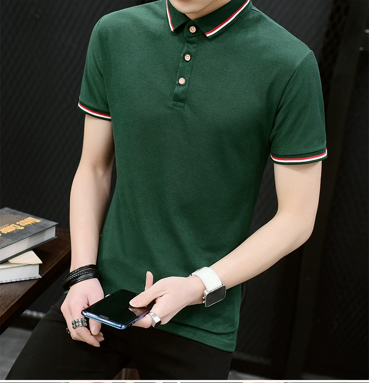 Mùa hè kích thước lớn áo thun nam áo cotton ngắn tay kinh doanh Áo sơ mi nam nửa tay giản dị có cổ áo phông nam đẹp