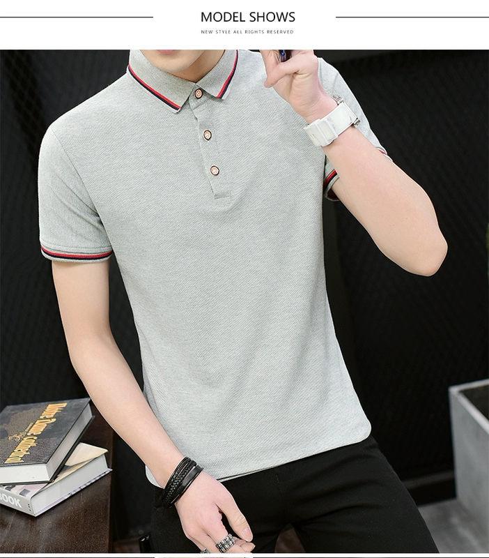 Mùa hè kích thước lớn áo thun nam áo cotton ngắn tay kinh doanh Áo sơ mi nam nửa tay giản dị có cổ áo phông nam đẹp