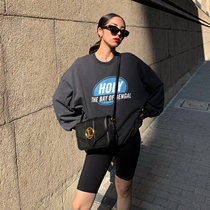  HUYIFAN loose letter printing sweater female tide ins2021 new autumn and Korean version of lazy round neck pullover