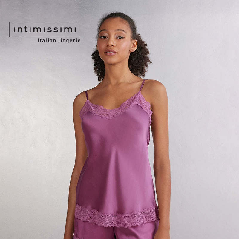 Модная и удобная топ-майка из кружевного шелка тутового дерева Intimissimi Ms. Shu Man LTD71S