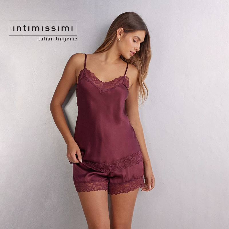 Модная и удобная топ-майка из кружевного шелка тутового дерева Intimissimi Ms. Shu Man LTD71S