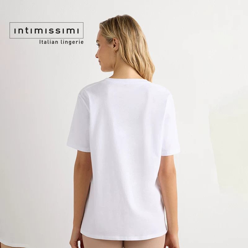 Intimissimi Supima? Круглый вырез, модная, комфортная и повседневная базовая футболка с коротким рукавом CMD12O