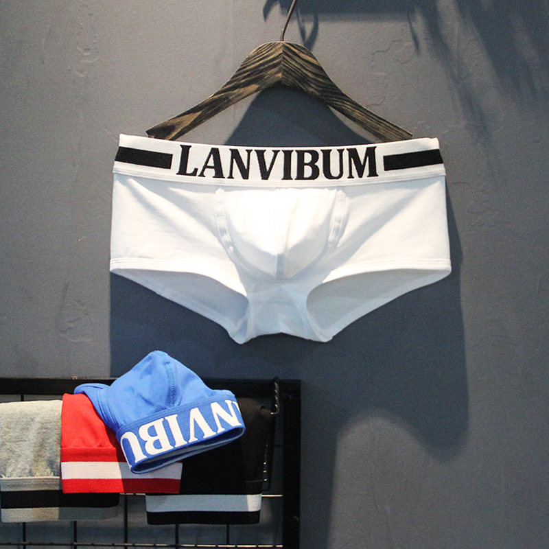 Three Large Sachets Four-corner Underpants Men's Pure Cotton Sexy Low Waist U Convex Warhead Sports Students Four-corner Pants Tide