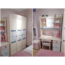 Songbu Kingdom Childrens Furniture Solid Wood Ice Chic Edge Castle Girl Writing Desk Computer Desk 23 Door Wardrobe