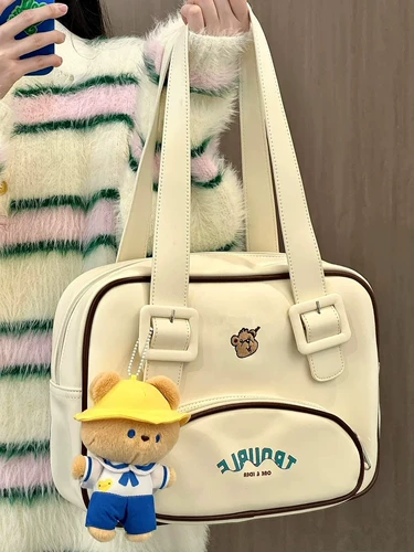 Ретро сумка на одно плечо, вместительная и большая сумка через плечо, с медвежатами, коллекция 2022