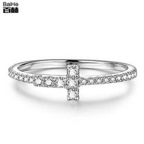 Baihe 18K gold diamond Marriage Eternal Ring row ring row ring T word row Diamond ring female platinum 950 customized