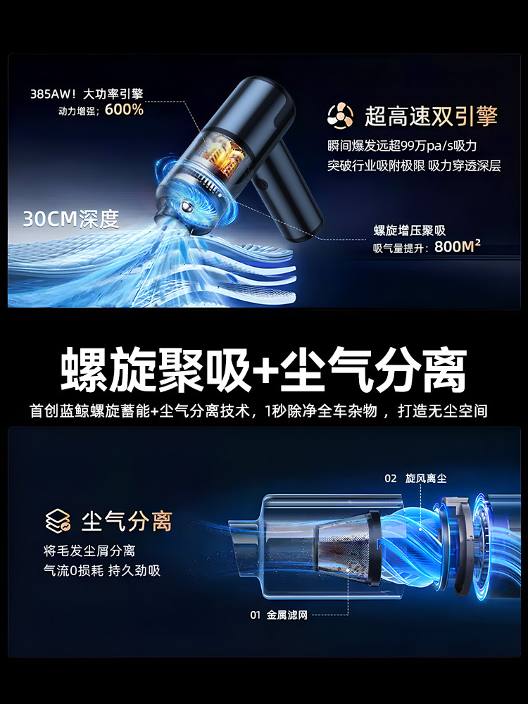 Car Vacuum Cleaner Car Wireless Charging Car Home Large Suction Power Super Powerful Small Handheld Mini Car