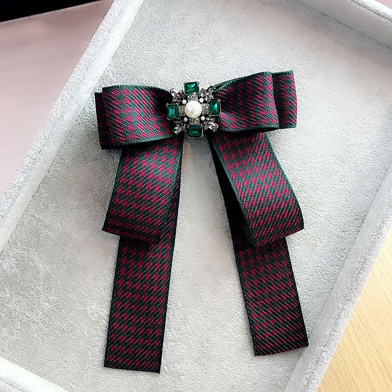 Dongdaemun cùng thắt nơ Hàn Quốc houndstooth kim cương nơ trâm ngọt ngào khí chất cổ áo hoa cổ áo kim nữ - Trâm cài