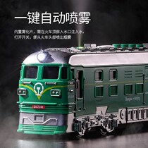 Green Leather Train Toy Retro Green Leather Spray Small Train Harmony Number REVIVAL NUMBER SIMULATION TRACK HIGH-SPEED RAIL IMITATION ALLOY