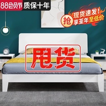 Solid wood bed Modern and simple 1 8 meters home master bedroom double bed 1 5 meters rental room 1 2m light luxury single bed