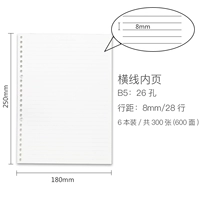 B5 Horizontal Line Core/6 книг в общей сложности 300