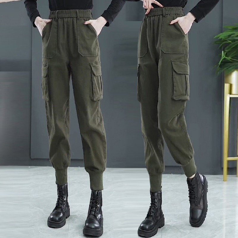 Woodpecker Brand Women's Cargo Pants, Spring and Autumn 2026 New High-Waisted Commuter Casual Harem Pants, Petite Carrot-Shaped Jogger Pants Woodpecker Brand Women's Cargo Pants, Spring and Autumn 2026 New High-Waisted Commuter Casual Harem Pants, Petite Carrot-Shaped Jogger Pants