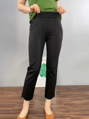 Штаны, высокая талия, свободный прямой крой, по фигуре