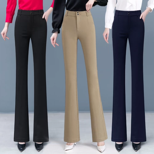 Осенние штаны-клёш, летние штаны, по фигуре, свободный прямой крой, высокая талия