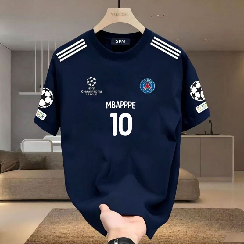 Champions League Football Barcelona Star Number New T-Shirt Training Summer Outdoor Sports Jersey Versatile Round Neck Short Sleeve
