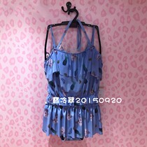 Fendi INS style cat printing mesh swimsuit female split sexy hanging neck bikini three-piece set FS0701