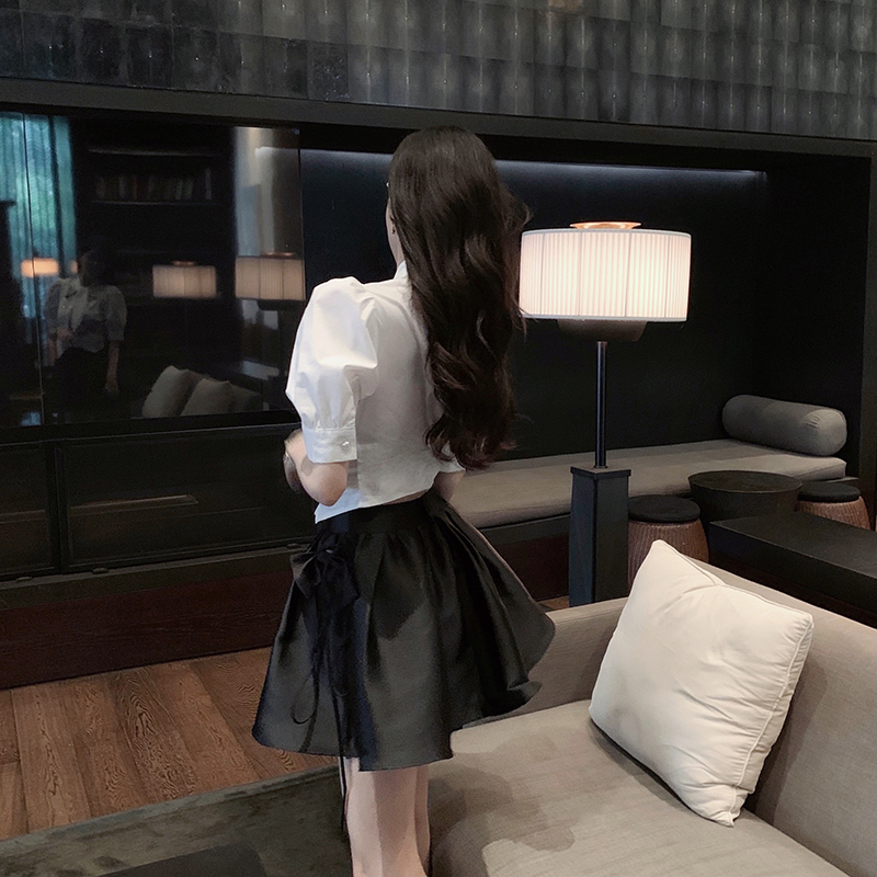 Black tutu skirt 2022 summer new high waist slimming leg pants short temperament all-match a-line skirt