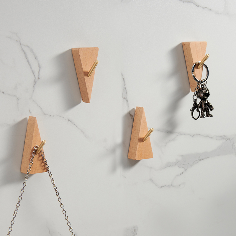 Hook strong viscose wall hanging free punching kitchen door rear hanger key hook creative metal log sticky hook