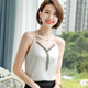 V-neck suspenders with sexy silk satin camisole women's summer loose outerwear bottoming shirt black sleeveless top