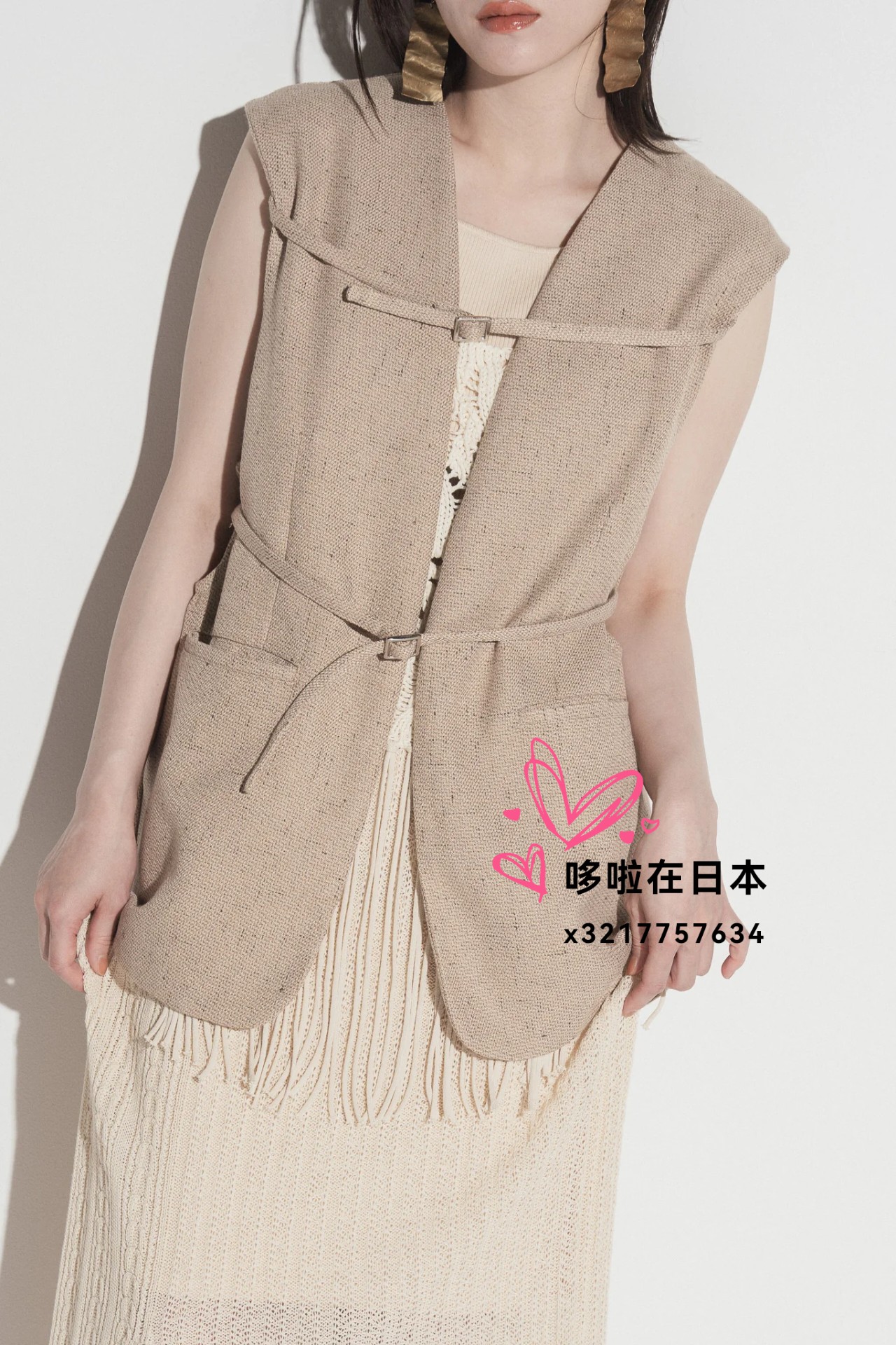 Eaphi LINEN LIKE BELT BEST 新品未使用完売品24SS 日本代购拼邮包税eaphi马夹linen like belt vest