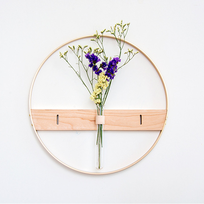 Solid wood wall hanging japanese flower vase vase wooden wooden wall decoration hanging parts