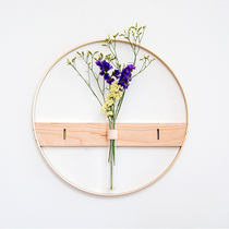 Solid wood wall flower device Zen Japanese flower arrangement vase Wood modern simple living room tea room wall decoration pendant