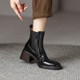 Leather Chelsea boots women's short boots 2022 new autumn and winter brown retro square toe chunky heel high-heeled Martin boots