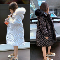 Girls Down Jacket Long Thickened 2020 New Korean version of Chinese childrens white goose down big hair collar Foreign winter clothes