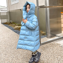 Childrens down jacket long 2021 New Men and women over the knee long super light thick thick Korean version of foreign style winter clothes tide