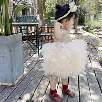High-end girl princess dress puffy gauze girl baby one year old birthday dress baby hundred days Super foreign dress